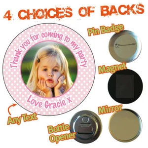 FOTO Personalizzata Bambina Compleanno Festa Borsa Badge Calamita Specchio Apribottiglie 714 - Foto 1 di 1