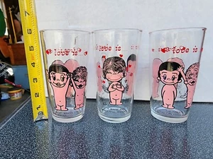 "Love Is" Kim Casali Gläser 3er Set 6" groß Los Angeles Times 70er RAR WOW! - Bild 1 von 4