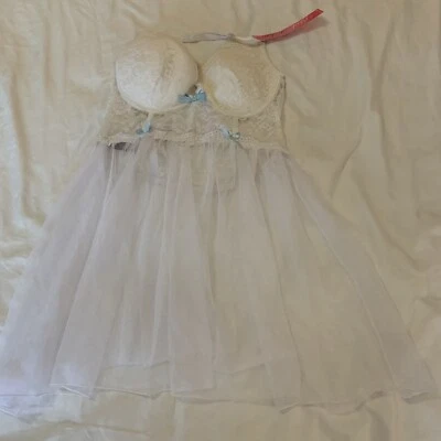 Черный Fuchsia Nightie новый с Ярлыками размер xL белый свадебный - Изображение 1 из 4