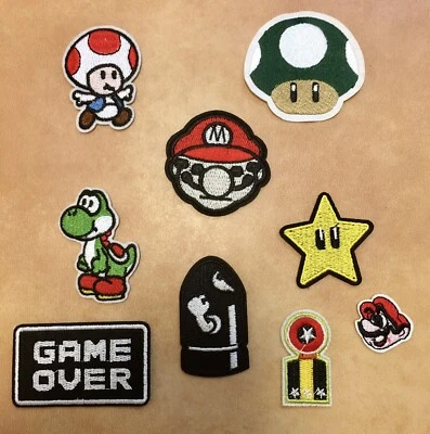 9 tolle Aufbügel Flicken Super Mario,Patch Aufbügler Aufnäher Bügelbild Neu  !!! - Bild 1 von 2