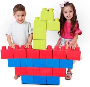 Large Foam Rubber Building Blocks MAX 24 Piece Creative, Educational, Safe Fun - Picture 1 of 6