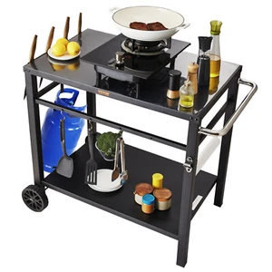 VEVOR Outdoor BBQ Servierwagen Doppelregal Mobiler Küchenwagen Zubereitung - Bild 1 von 12