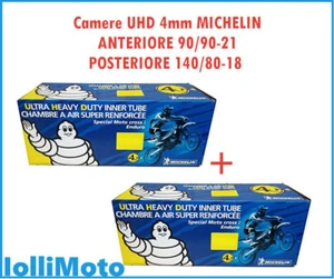 PAC 2 CAMERE D'ARIA ANTIFORATURA 4mm MICHELIN UHD 80/100-21+140/80-18 CROSS ENDU - Foto 1 di 1