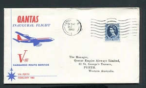 ENGLAND  (S1037) 1962  cover FIRST FLIGHT QANTAS to PERTH WESTERN AUSTRALIA - Picture 1 of 2