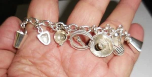 VINTAGE SOUTHWESTERN STERLING SILVER BRACELET GUN COWBOY CHARMS 26 GRAMS - Picture 1 of 5