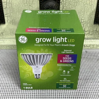 Светодиодный фонарь GE Grow Par38 со средним основанием 32 Вт не диммируемый для семян и зелени НОВЫЙ - Изображение 1 из 4