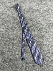 Calvin Klein Tie Mens Blue Purple Striped Neck Tie Geometric N100 - Picture 1 of 4