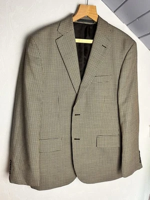 M&S Italian Wool Tweed Blazer 40R Beige Check Lanificio Campore Jacket - Image 1 of 4