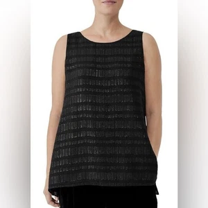 Neu ohne Etikett $ 218 Eileen Fisher ärmelloses Tunika-Top Seide Metallic gestreift gefüttert Größe 2x - Bild 1 von 10