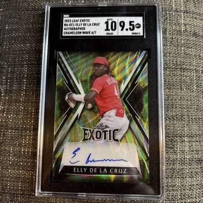 2023 Leaf Exotic Rookie Elly De La Cruz RC Autograph #BA-EC1 Chameleon Wave 6/7 - Image 1 of 2