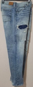 Denim & Supply Ralph Lauren Jeans Womens 32 Light Blue Boyfriend Distressed - Picture 1 of 8