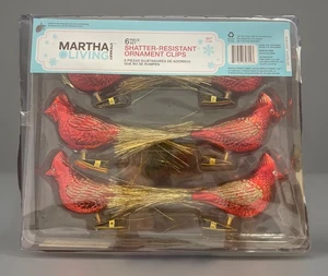 VTG Martha Stewart Living Shatter Resistant Ornament Clips Red Birds 6 Pieces - Picture 1 of 3