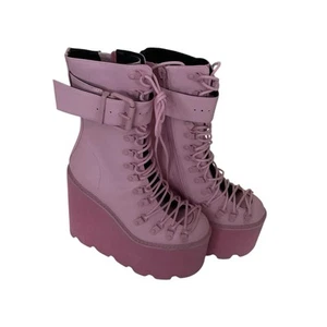 Dolls Kill Bubblegum Traitor Boots Sz 7M Pink Sugar Thrillz Burning Man Clubwear - Picture 1 of 9