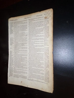 1562 Geneva-Bible Folio Leaf-Gospel of Matthew 22-24-"The Olivet Discourse" - Image 1 of 3