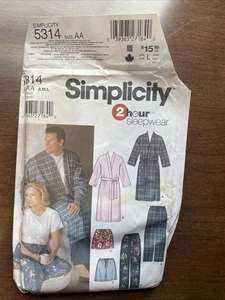 Simplicity 5314 Sizes S M L Sleepwear Vintage Sewing Pattern - Picture 1 of 4