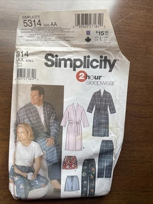 Simplicity 5314 Sizes S M L Sleepwear Vintage Sewing Pattern - Image 1 of 4