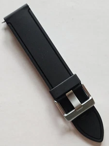 22 mm - Correa de reloj de goma negra - (hebilla cromada / acero inoxidable) - Imagen 1 de 5