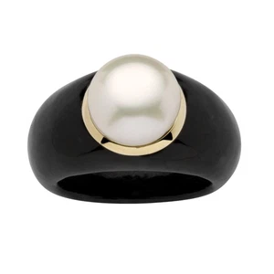 PalmBeach 10K Yellow Gold Round Genuine Cultured Freshwater Pearl set in Genu... - Picture 1 of 6