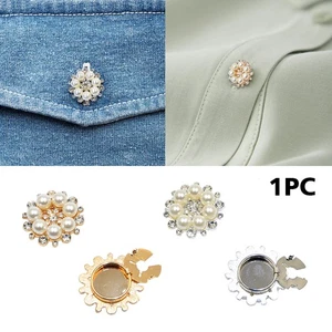 Elegant Shiny Pearl Rhinestone Button Cover Floral Design Jewelry Cufflink Decor - Picture 1 of 13