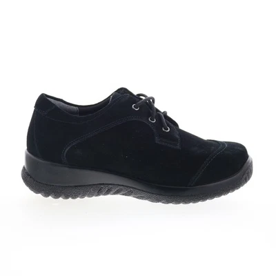 Zapatos planos Oxford de gamuza ancha negros Drew Hope 10573-53 para mujer Foto 1 de 4