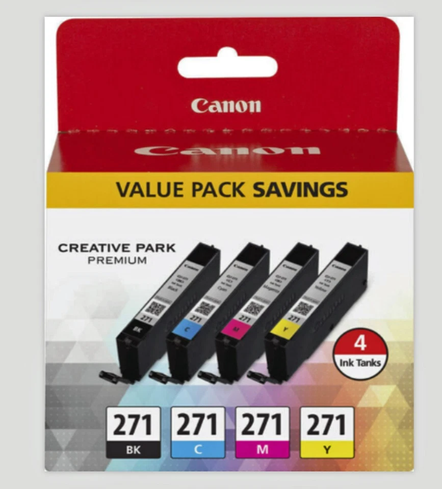 Canon CLI-271 BK/CMY 4 Color Value Pack Compatible to MG6820, MG6821, MG6822 - Image 1 of 1