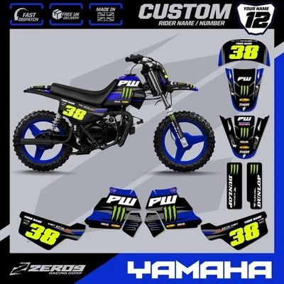 KIT GRÁFICOS YAMAHA PW 50 MX CALCOMANÍA MOTOCROSS PEEWEE MINI BICICLETA PEGATINA EQUIPO BL