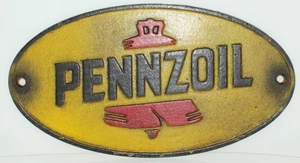 Pennzoil Sign Decorative Metal Wall Plaque Garage Sign Heavy Cast Iron Antiqued  - Picture 1 of 2