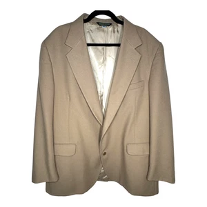 VTG LL Bean Sport Coat Jacket Blazer Mens 48R Tan Brown Two Button Academia USA - Picture 1 of 11