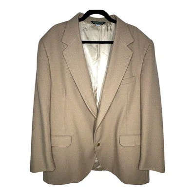 VTG LL Bean Sport Coat Jacket Blazer Mens 48R Tan Brown Two Button Academia USA - Image 1 of 4