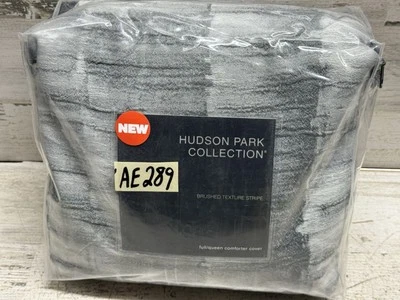 Funda nórdica Hudson Park textura cepillada rayas completa/queen gris nueva Foto 1 de 4