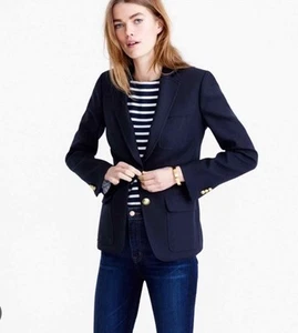 JCrew Rhodes Navy 100% Wool Blazer Size 2  - Picture 1 of 6