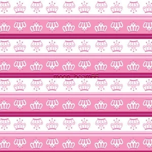 2/3 Yard Little Princess Crown Stripes Pink Cotton Fabric 23"L x 45"W - Picture 1 of 1