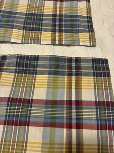 Pottery Barn Shams STANDARD kariert blau rot gelb wendbar PAAR VINTAGE - Bild 1 von 9