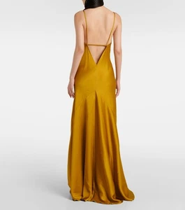 VICTORIA BECKHAM Satin crêpe slip gold dress gown size US 6 - Picture 1 of 13