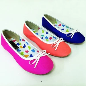 Neu Damenschuhe flache modische Schleife Ballerinas bequeme Schuhe neonfarben Größen: 5-10 - Bild 1 von 10