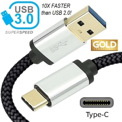 USB C CABLE 3.0 TYPE C 1M 3.3FT 3.1 for SAMSUNG GALAXY  S8 S9 S10 PLUS NOTE 8 9 - Image 1 of 4