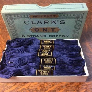 Clark's O.N.T. 6 Strand Cotton Pull-Out 20 Skeins Navy Blue 55 Original Box ONT - Picture 1 of 8