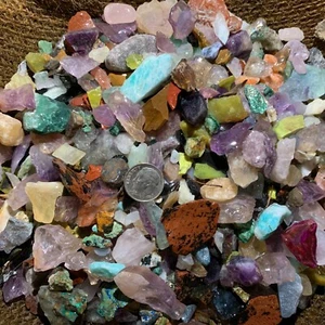 500 Karat Menge KLEINER natürlicher Tumble Rough - SEHR schön + KOSTENLOSER facettierter Edelstein - Bild 1 von 5