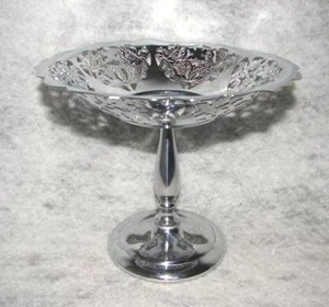 Vintage Retro Farber Brothers Ornate Chrome Compote Serving Bowl - Picture 1 of 1