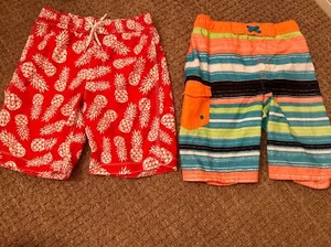 Gap Kids Boys Size L Pineapple Red Swim Trunks Shorts Mesh Lining & Cat Jack L - Picture 1 of 12