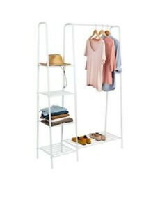 Matte White Freestanding Closet With Clothes Rack and Shelves (15 in. W x 66 in.