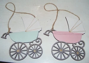 Deko Anhänger Nostalgie Kinderwagen Baby Taufe Dekohänger Kinderwagen Babyparty - Bild 1 von 5