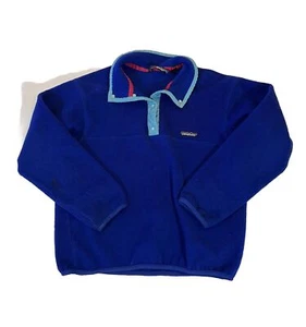 Vintage PATAGONIA Synchilla Youth Blue Snap T Kids Size 10 Made In USA VTG - Picture 1 of 8