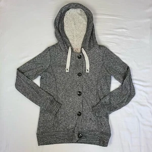Hudson & Rose Grey Cotton Blend Hoodie Womens Size 8 Zip & Button New Look - Picture 1 of 24