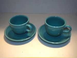 set of 2 fiesta turqoise cups and saucers excellent - Picture 1 of 1
