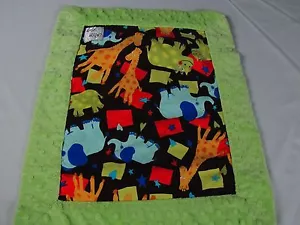 Itzy Ritzy Baby Lovey Burp Minky Dots Blankie Elephants Giraffe Animals RARE - Picture 1 of 5
