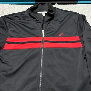 Nike Track Jacket Mens XL Black Full Zip Swoosh Silver Tag Vintage 90s - Picture 1 of 10