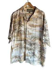 Camisa hawaiana vintage con botones 100 % seda talla XL de Palm Island para hombre - Imagen 1 de 5