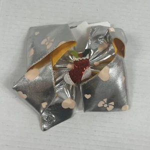 JoJo Hair Bow Christmas/Holiday Silver Hearts Bows Stocking, Large Christmas Bow - Picture 1 of 5