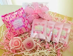 MOTHER'S DAY MINI GIFT BASKET FOR HER ORGANIC ROSE FLOWER TEAS CANDLE & MORE - Picture 1 of 6